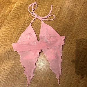 NWOT ASOS pink butterfly style crop halter top